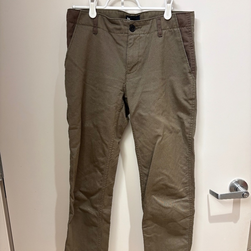 The Kooples Mid Rise Straight Leg Cotton Chino Khaki Green Colorblock Pants S